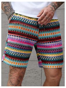 Shorts imprimés pour hommes, taille élastique avec cordon de serrage, pour la plage, l'été, les vacances, style tropical, coloré, léger, blanc, pour hommes, été, plage - Product Image 3
