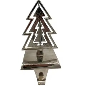 High On Demand Metal Christmas <b>Tree</b> Stocking Holder With Star <b>Topper</b> Chrome Finish Fireplace Mantle Hook For Holiday Decoration - Product Image 1
