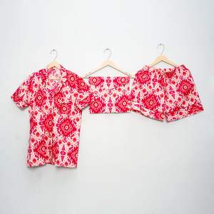 Conjunto de pijama de algodón con estampado floral romántico para mujer, de secado rápido, suave, de manga corta, con bolsillo frontal, estilo elegante, el mejor regalo de verano para mujer - Product Image 1