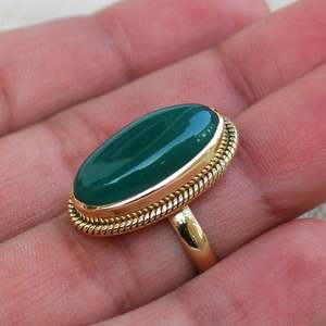 Anillo de ónix verde chapado en oro de 18 quilates, anillo de piedra preciosa natural, regalo para ella - Product Image 3