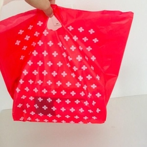 Red Die Cut Handle <b>Plastic</b> Shopping <b>Bags</b> - Product Image 6