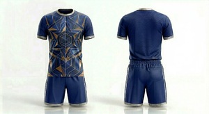 Ensemble de maillots de football personnalisés pour hommes, manches courtes, col rond, imprimé géométrique, uniforme de football en polyester respirant, toutes saisons - Product Image 1