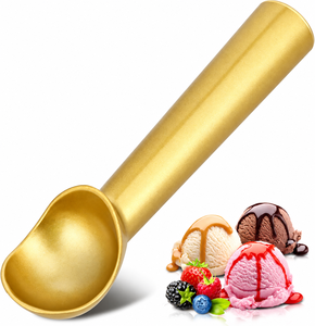 Cuillère à glace en aluminium finition or, cuillère à dessert professionnelle pour glace, sorbet, desserts, utilisation en cuisine et en restaurant - Product Image 1