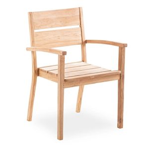 Fauteuil de jardin en teck massif de luxe moderne - Chaise de salle à manger d'extérieur - Imperméable et écologique pour une utilisation en restaurant - Product Image 1