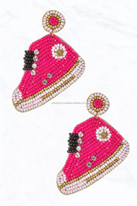 Pendientes de Aro Colgantes con Cristales de Estrás Geométricos Rojos Estilo Bohemia para Niños, Hechos a Mano con Cuentas, Ideales para Fiestas y Regalos - Product Image 6