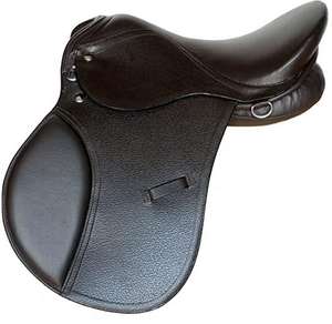 Silla de Montar Inglesa de Cuero Negro Premium FAB International, Asiento Profundo, Paneles Acolchados Suaves, Cómoda, Duradera y Profesional - Product Image 1