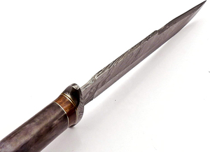 Cuchillo Bowie de Camping de Hoja Fija de Acero Inoxidable Hecho a Mano de Primera Calidad con Funda de Cuero, Mango de Madera de Palisandro y Cuerno de Búfalo, Parcialmente Serrado - Product Image 4