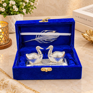 Ensemble décoratif de cygnes en métal finition argentée avec figurines d'oiseaux élégantes, coffret cadeau pour la décoration de la maison - Product Image 4