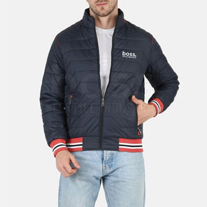 Chaqueta de lona para hombre con diseño personalizado, logotipo propio, cuello alto, logotipo en la parte delantera, chaqueta acolchada ligera, informal, para invierno - Product Image 4