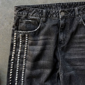 Pantalones vaqueros anchos de mezclilla con pedrería para hombre, talla grande, de pierna recta, holgados, al por mayor - Product Image 6