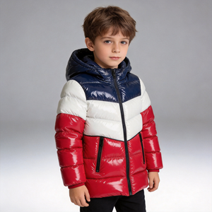 Veste pour enfants avec logo personnalisé, veste épaisse pour garçons, couleurs vives, veste matelassée brillante pour garçons - Product Image 1