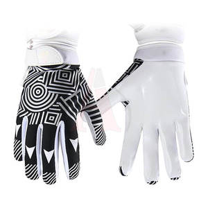 Guantes de dedo completo con estampado geométrico en blanco y negro, antideslizantes, para exteriores, unisex, de poliéster, con cierre de gancho y bucle - Product Image 2