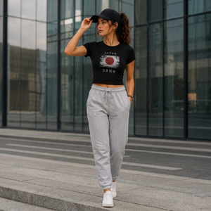 Custom Country Flag Baby Tee Women <b>Y2K</b> Crop <b>Top</b> Polyester Spandex Knit Anti Pilling T-Shirt - Product Image 2