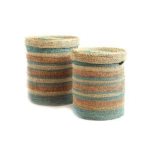 Decorative Woven Seagrass Storage <b>Basket</b> Set with Lid Handcrafted Bohemian Style Laundry <b>Hamper</b> <b>for</b> Home Organization <b>Basket</b> - Product Image 1