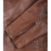 Jaket Kulit Sapi Coklat OEM Musim Dingin 2026, Laris Manis, Kerah Tegak, Resleting Depan, Kantong, 100% Kualitas Tinggi, MOQ Rendah