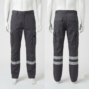 Premium 280 GSM Cotton Polyester Corduroy Waterproof Acid Wash <b>Work</b> <b>Pant</b> Dark Gray Cargo Trousers Reflective Safety Tape Custom - Product Image 1