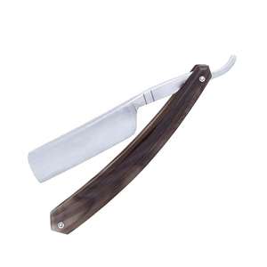 Rasoir de barbier à lame droite en acier inoxydable fabriqué en usine, avec manche en bois - Product Image 3