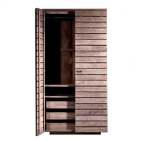 Ensemble de chambre à coucher minimaliste pour hôtel, lit en teck et table de chevet, commode en bois massif, armoire en bois pour meubles de maison modernes
