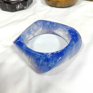 Blue Geometric Resin Cuff Bracelet Unisex Trendy Fashion Jewelry Acrylic Lucite <b>Bangles</b> - Product Image 5