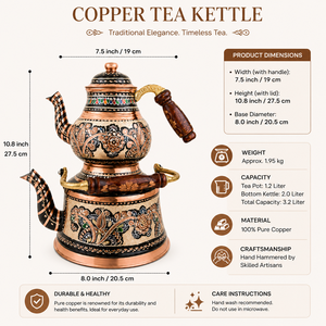 Handmade Copper <b>Tea</b> Pot <b>Set</b> Oriental Enamel Painted With Wooden Handle Durable <b>Tea</b> Maker For Hotel Restaurant Use - Product Image 5