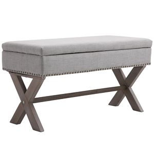 Panca contenitore rettangolare grigia imbottita per casa, ufficio, camera da letto o appartamento, ideale per ingresso o zona giorno - Product Image 1