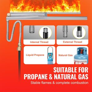 Bruciatore a H in acciaio inossidabile da 6 x 18 pollici per braciere a gas naturale/propano, 90.000 bracieri - Product Image 6