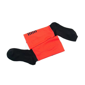 Red Black Striped <b>Knee</b> <b>High</b> Soccer <b>Socks</b> Breathable Knitted for Adults Summer Wear - Product Image 1