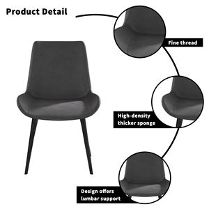 Set di 4 Sedie da Pranzo Moderne Grigie con Gambe in Metallo Nero per Soggiorno, Arredamento Elegante per la Casa - Product Image 5