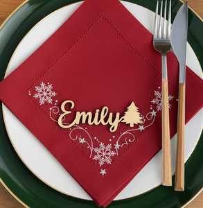 Personalized <b>Wooden</b> <b>Name</b> <b>Place</b> Card Christmas Tree Decor Tabletop Holiday Decoration Winter Theme Traditional Design - Product Image 6