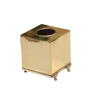 Caja de pañuelos metálica creativa, adornos de diseño antiguo para sala de estar, mesa de centro, decoración de escritorio, servilletero cuadrado chapado en oro - Product Image 3