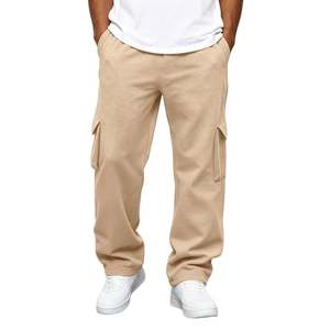 Men's <b>Khaki</b> Cargo Sweatpants Elastic Waist Joggers Casual Autumn Streetwear <b>Trousers</b> - Product Image 1