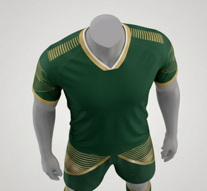 Conjunto de Camiseta de Fútbol Verde con Cuello en V para Hombre, Manga Corta, Poliéster, Cintura Elástica, Absorbe la Humedad, Ajuste Atlético, para Todas las Temporadas - Product Image 5