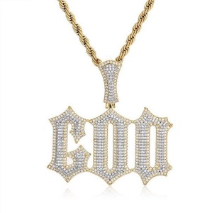 Pendentif Lettre CEO en Argent 925 Plaqué Or 18K avec Strass, Style Hip Hop pour Homme - Product Image 2