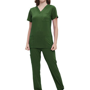 Uniformes Quirúrgicos para Mujer, Conjunto de Uniformes Médicos Verde Oscuro, Uniforme de Enfermera, Blusa + Pantalón - Product Image 1