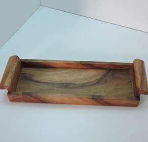 Bandeja de Servir de Madera de Acacia Hecha a Mano de la Mejor Calidad, Bandejas de Madera Artesanales para Servir Alimentos, Bandejas Decorativas Naturales - Product Image 4