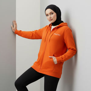 Sudadera Holgada y Modesta con Cremallera para Mujer Musulmana, Talla Grande, con Capucha, Ecológica, Transpirable, UPF50+, Chaqueta Deportiva para Entrenamiento - Product Image 1