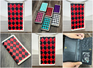 Portefeuille long en cuir véritable à carreaux de qualité supérieure, dernier cri, luxe, RFID, unisexe, style occidental, porte-cartes, pochette - Product Image 3