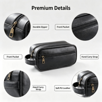 Sac de voyage personnalisé en cuir PU imperméable avec fermeture éclair, poignée souple, capacité moyenne, pour cosmétiques, portable pour homme