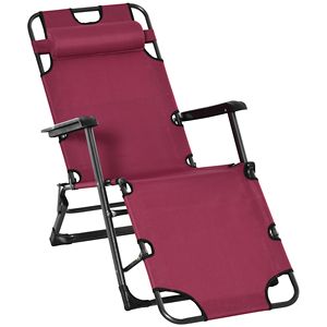 "<b>Zero</b> <b>Gravity</b> Patio Lounge <b>Chair</b> 2-in-1 Sun Lounger Oxford Fabric Red Adjustable Footrest 120/180 Degree W/ Pillow" - Product Image 1