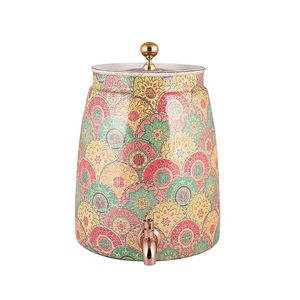 Distributeur d'eau à motif bohème avec robinet en cuivre, rond, réutilisable, pour usage domestique - Product Image 1