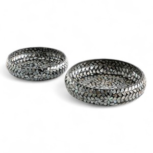 Bol de service rond fait main en nacre, luxueux, durable, poli, mosaïque de coquille d'ormeau, assiette décorative pour les fêtes - Product Image 2