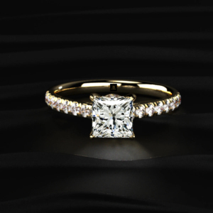 Bague solitaire en diamant de forme princesse cultivé en laboratoire, double halo caché, certifiée IGI, couleur D à F, 2,00 ct au centre, 0,30 ct sur les côtés, 2,30 ct au total. - Product Image 4