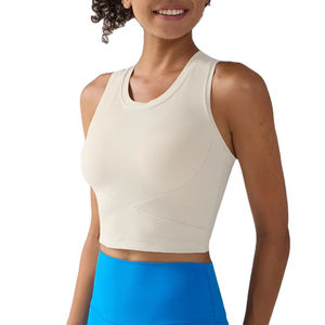 Sujetador deportivo de una pieza para mujer, a prueba de golpes, transpirable, para yoga, fitness, chaleco ajustado para correr, gimnasio, entrenamiento, tops sin mangas de punto de elastano/poliéster - Product Image 1