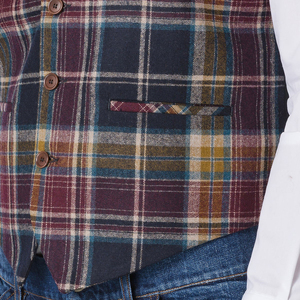Mens Classic Plaid Tartan <b>Vest</b> Formal Waistcoat Adjustable Back Elegant Slim Fit <b>Vest</b> For Weddings And Business Wear - Product Image 6