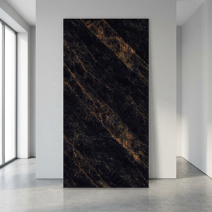 Thunder Black 160x320cm Carrelage mural en pierre frittée 12mm brillant pour salle à manger et extérieur - Product Image 3