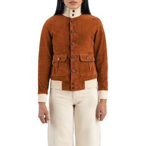 Chaqueta Bomber de Gamuza Verde para Mujer, Personalizada, con Forro de Lana, Cuero de Gamuza de Cabra Genuino para Otoño - Product Image 1