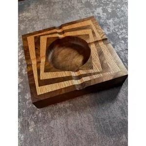 <b>Ashtray</b> In Walnut Finished Hexagon Shape Wooden Ash Container Tray Holder with Solid Metal and Wood Design Elegant Ash Bowl - Product Image 6