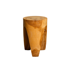 Tabouret trépied ARTERRA en teck massif de luxe pour villa, hôtel et appartement - Sièges polyvalents pour espaces rustiques/modernes, fabriqué à la main - Product Image 1