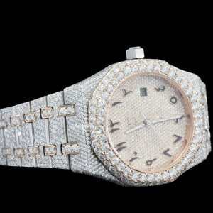 Montre-bracelet unisexe à mouvement à quartz, design unique, bijoux hip-hop, testée au diamant, moissanite, faite à la main, avec chiffres arabes - Product Image 6