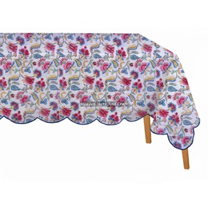 Mantel Rectangular Personalizado 100% Algodón Suave, Estampado a Mano con Diseño Floral Étnico Jaipuri, para Bodas y Cenas - Product Image 1